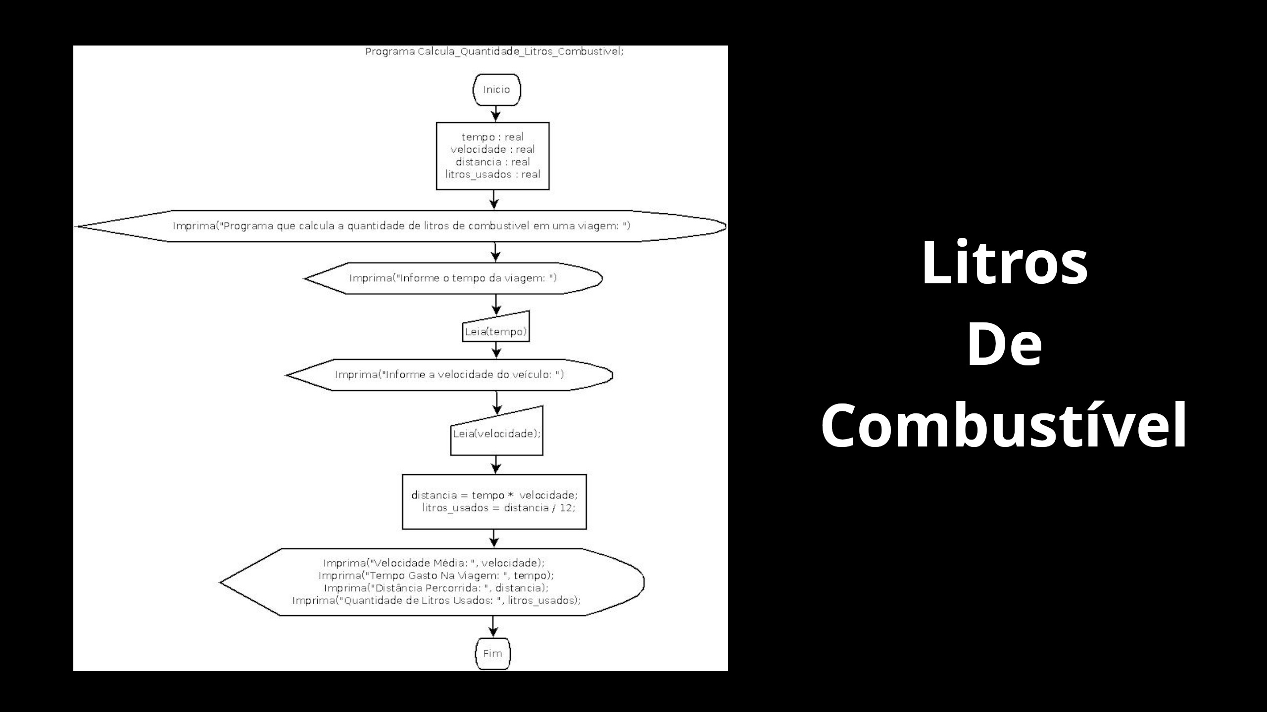 Quantidade de Litros de Combustível em Diagrama De Blocos – Fluxograma – Flowchart